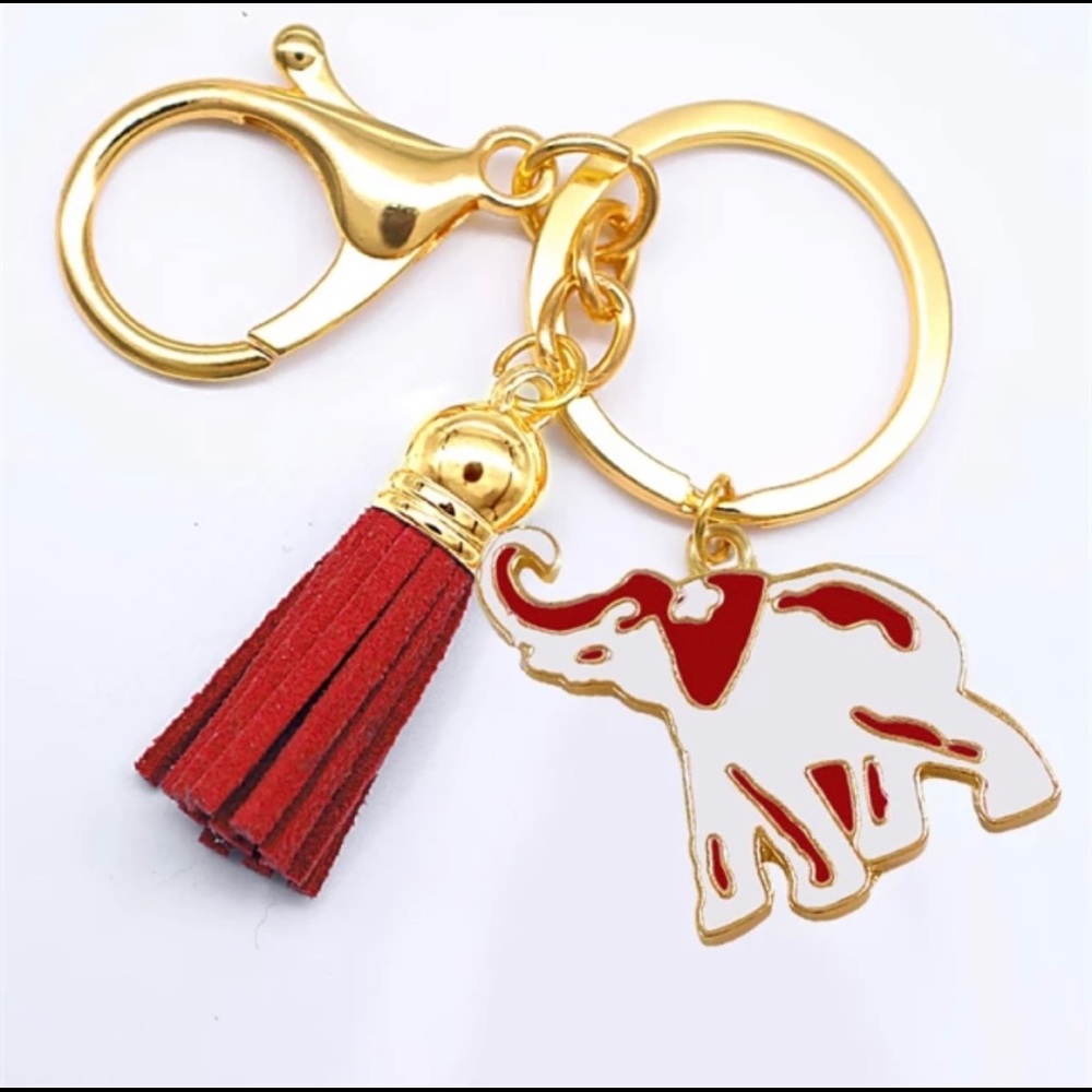 Red & White Elephant Keychain…Fast Shipping!